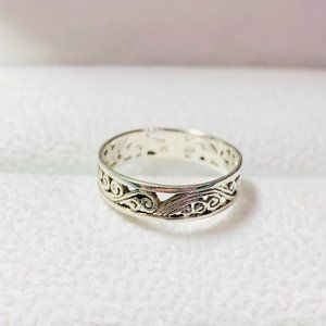 Y2K Vintage 90s 925 Sterling Silver Boho Wave Ring
